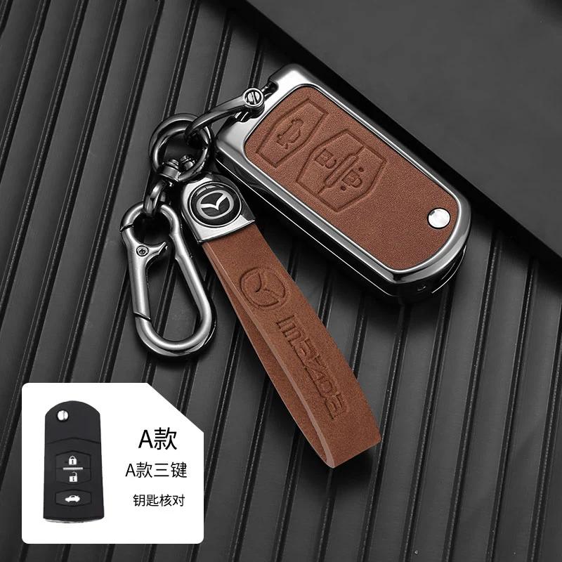 2025 Hot 3 Buttons Car Leather Key Case Protector Cover Shell For Mazda CX-5 CX5 CX-7 CX7 3 2 6 Atenza CX-9/CX9 MX5 Key Case Acc