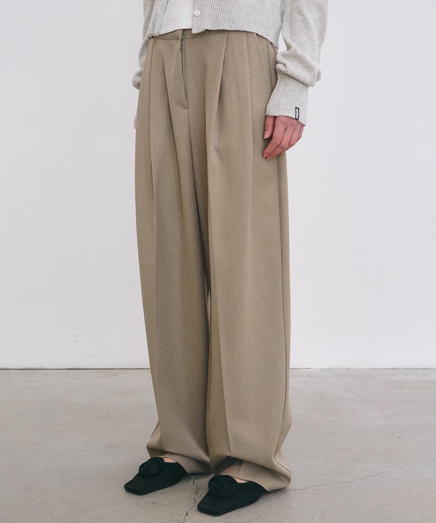 Nigaennikol Minimal Classic Loose Fit Slacks_Beige