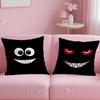 Black Emoticons Cushion Cover Soft Short Plush Double-Sided Printing Home Decor Machine Washable Pillow Case Gift