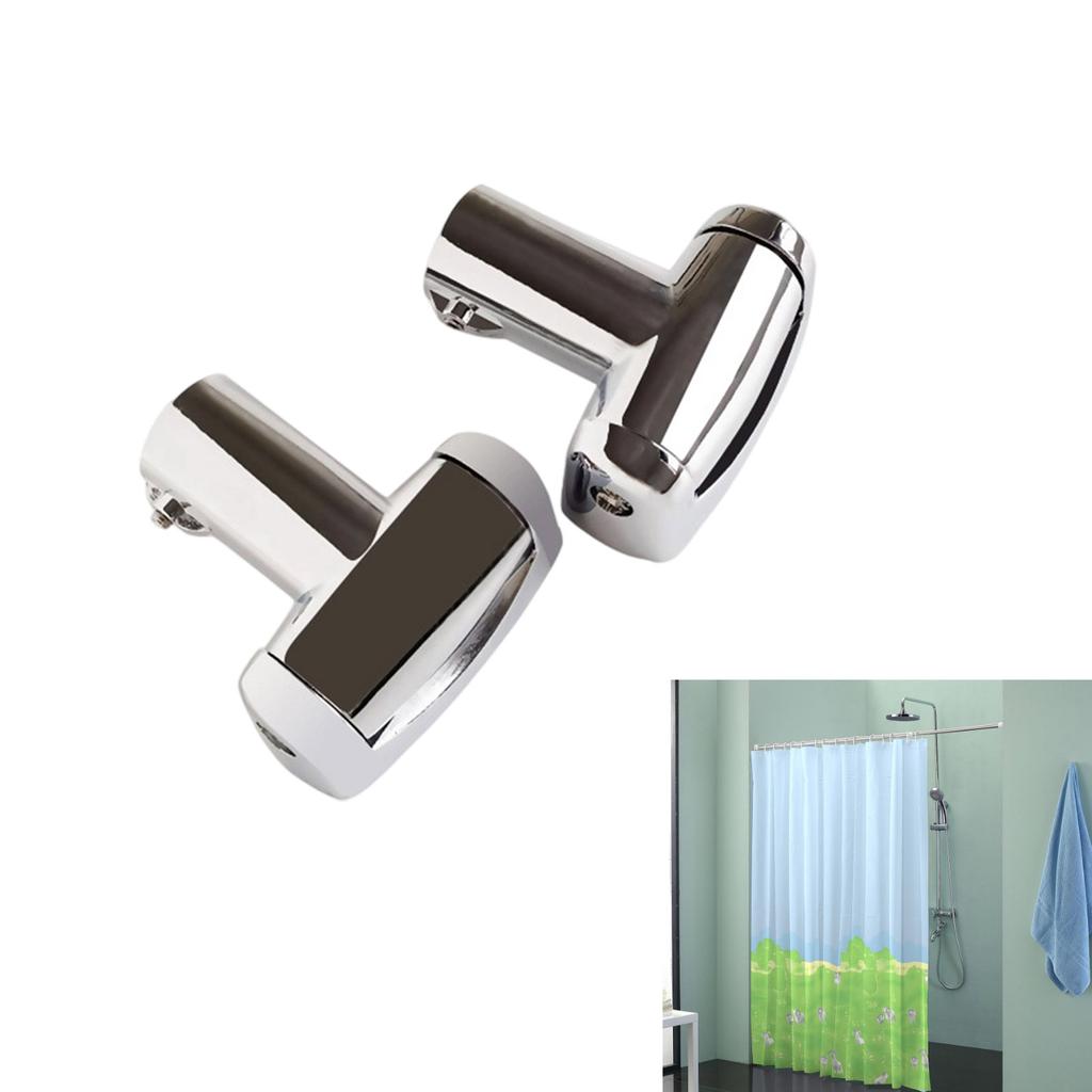 25mm Curved Shower Curtain Rod Swivels Flange Rustproof Zinc Alloy Bathroom Organizers Adjustable Installation