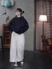 New Folk Craft Jade White Retro Wide-Leg High-Density Elastic Waist Long Pants for Autumn/Winter