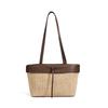 Large capacity straw woven color matching handbag bag women's casual color contrasting woven tote bag beach bag