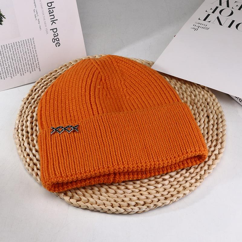 

Solid color wool hat men s knitted hat women s fashion versatile wool hat tide one size