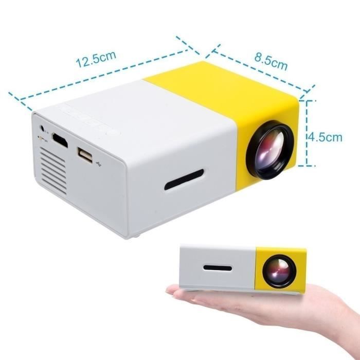 Projecteur Mini - YG300 - Full HD 1080p - LED - Jaune - Compact et Portable