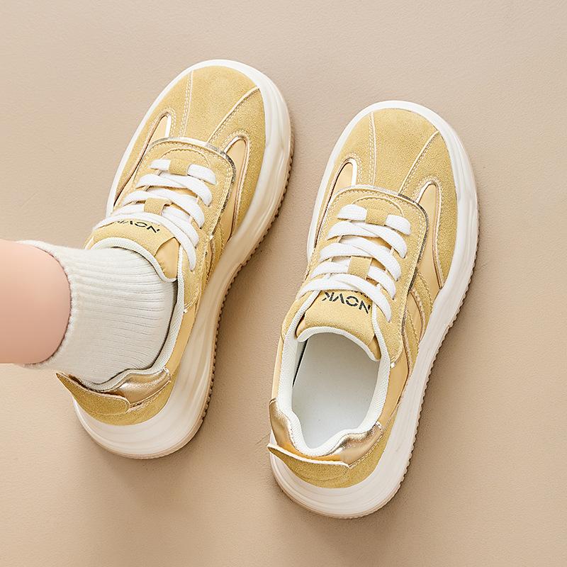 Spring and summer new women's casual single shoes thick sole inner height increase casual round head white shoes children's shoes versatile