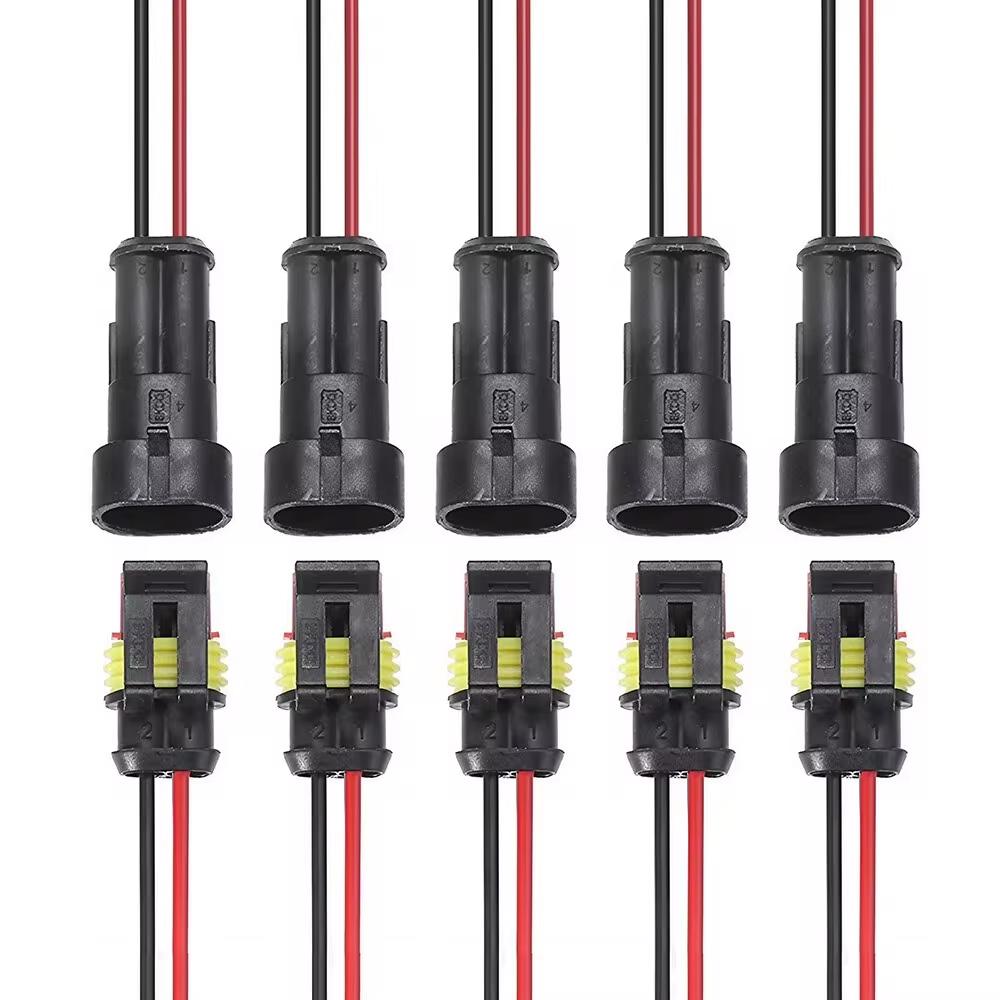 Waterproof 2 Pin Wire Connectors - Automotive Connector Kit for Car, Truck, Motorcycle, Marine Boat, Quick Connect Replacement