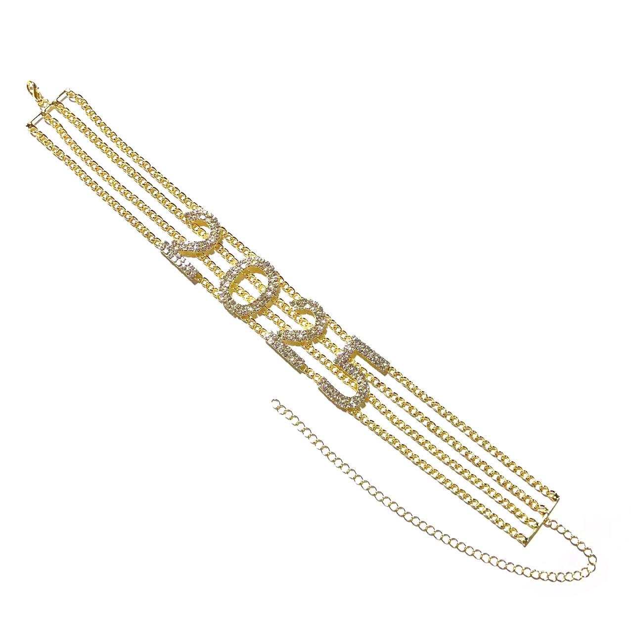 

Европейское и американское ожерелье-чокер с преувеличенными стразами, хип-хоп, 2025 год, цепочка для ключицы золотой