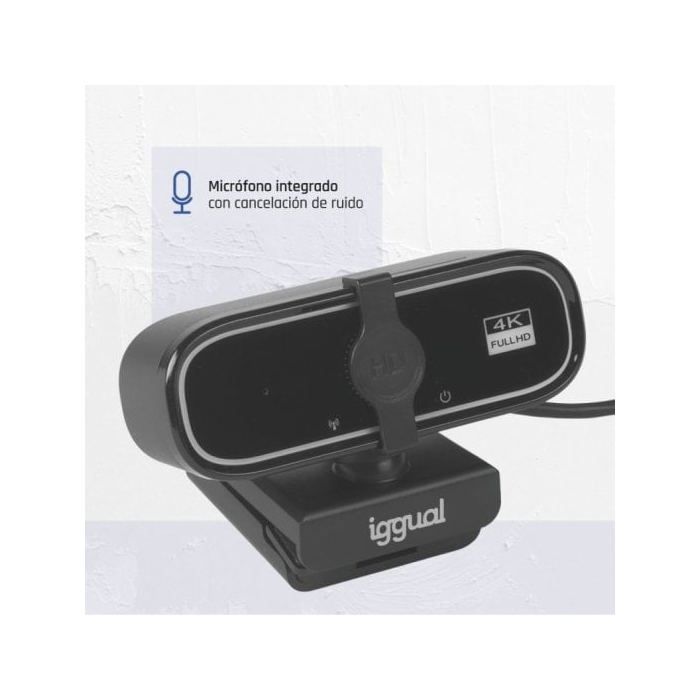 Webcam iggual USB 4K UHD WC3840 Business Pro View 8MP Enfoque Auto Cancelación Ruido