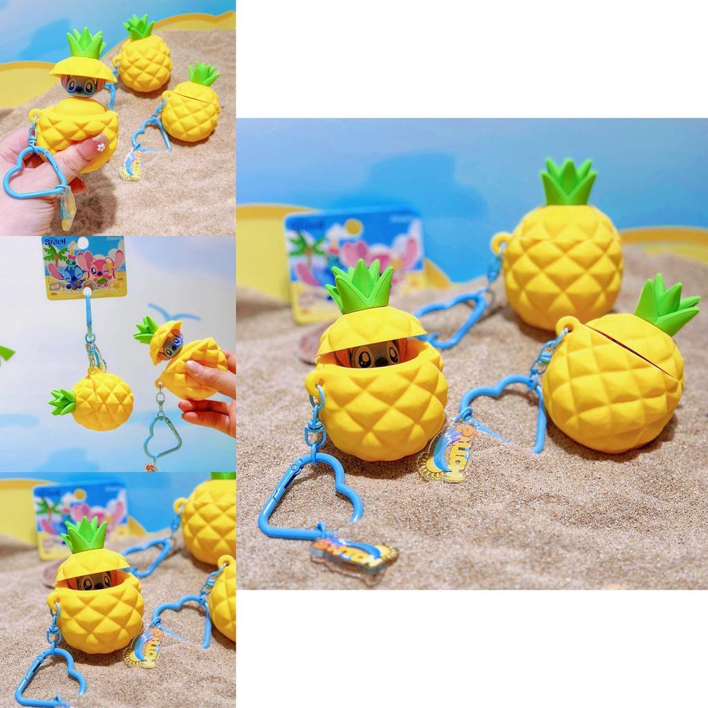 Stitch Summer Beach Collection Pineapple Silicone Keychain With Cute Character Design For Kids And Teens