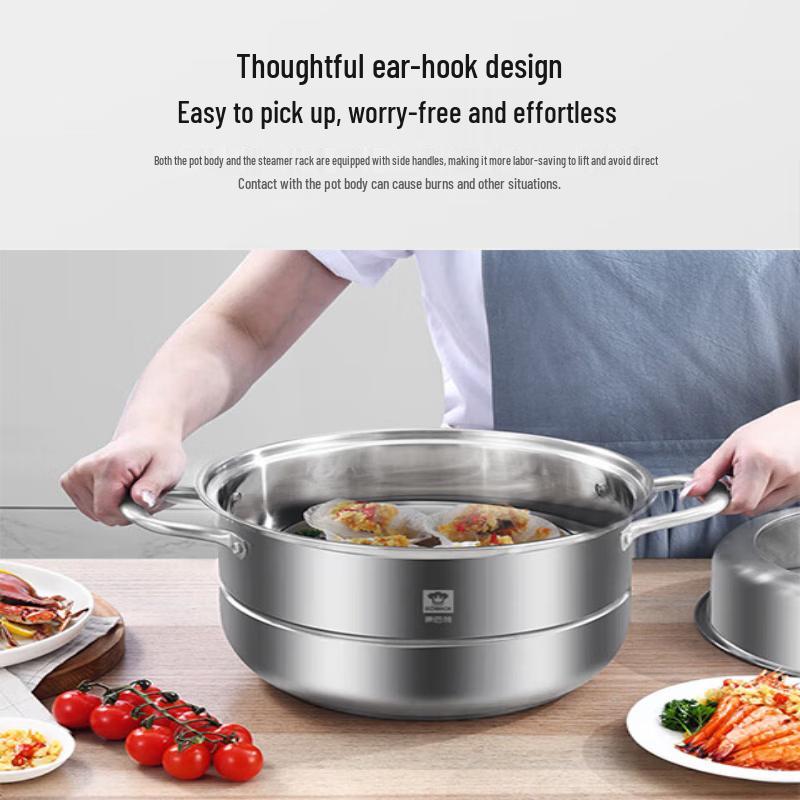 KOBACH 304 Stainless Steel 28cm Double Steamer & Soup Pot