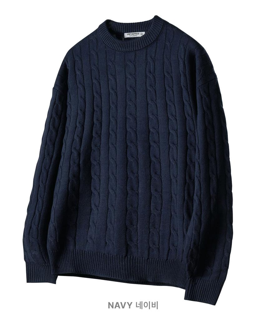 UNTAPPED STUDIO [Set] Oversized Cable Collar Knit Or Oversized Round Knit (Type B)