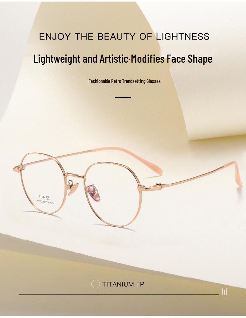 Keming Retro Titanium Round Eyeglass Frames with IP Plating - Model 3122