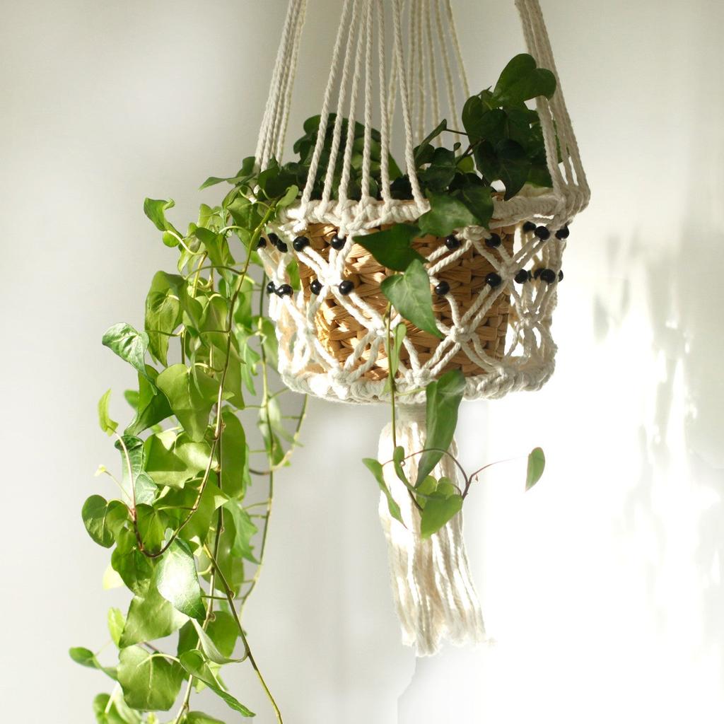 Macrame Plant Pot Holder Beaded