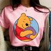 2026 New Cute Animated Wow Winnie The Pooh Print Womens Crew Neck Loose Plus Size Comfortable Short Sleeve TShirt