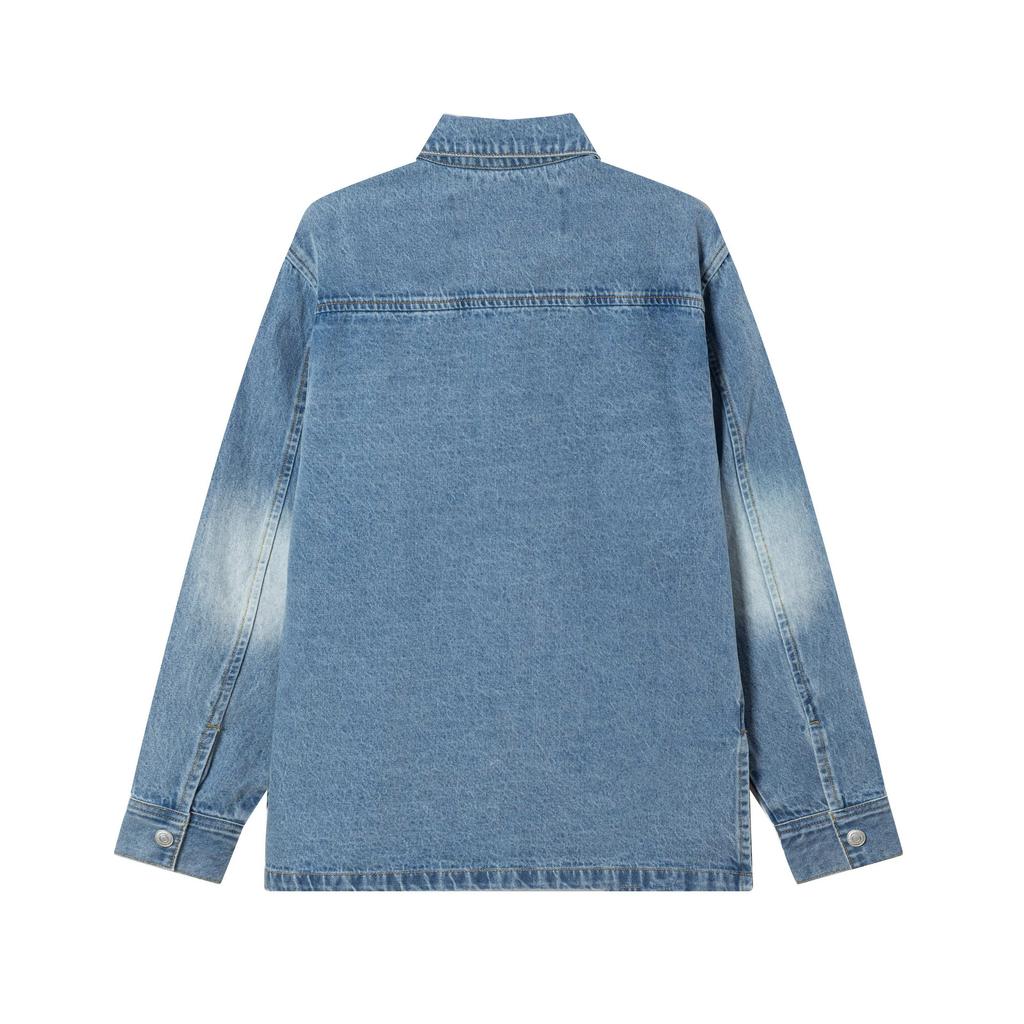 AMI 2025 Autumn and Winter Men's Classic Heart Embroidered Casual Cotton Solid Color Long Sleeved Shirt on the Chest