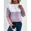 Women S Knitted Pullover Sweater Round Neck Long Sleeve Casual Top