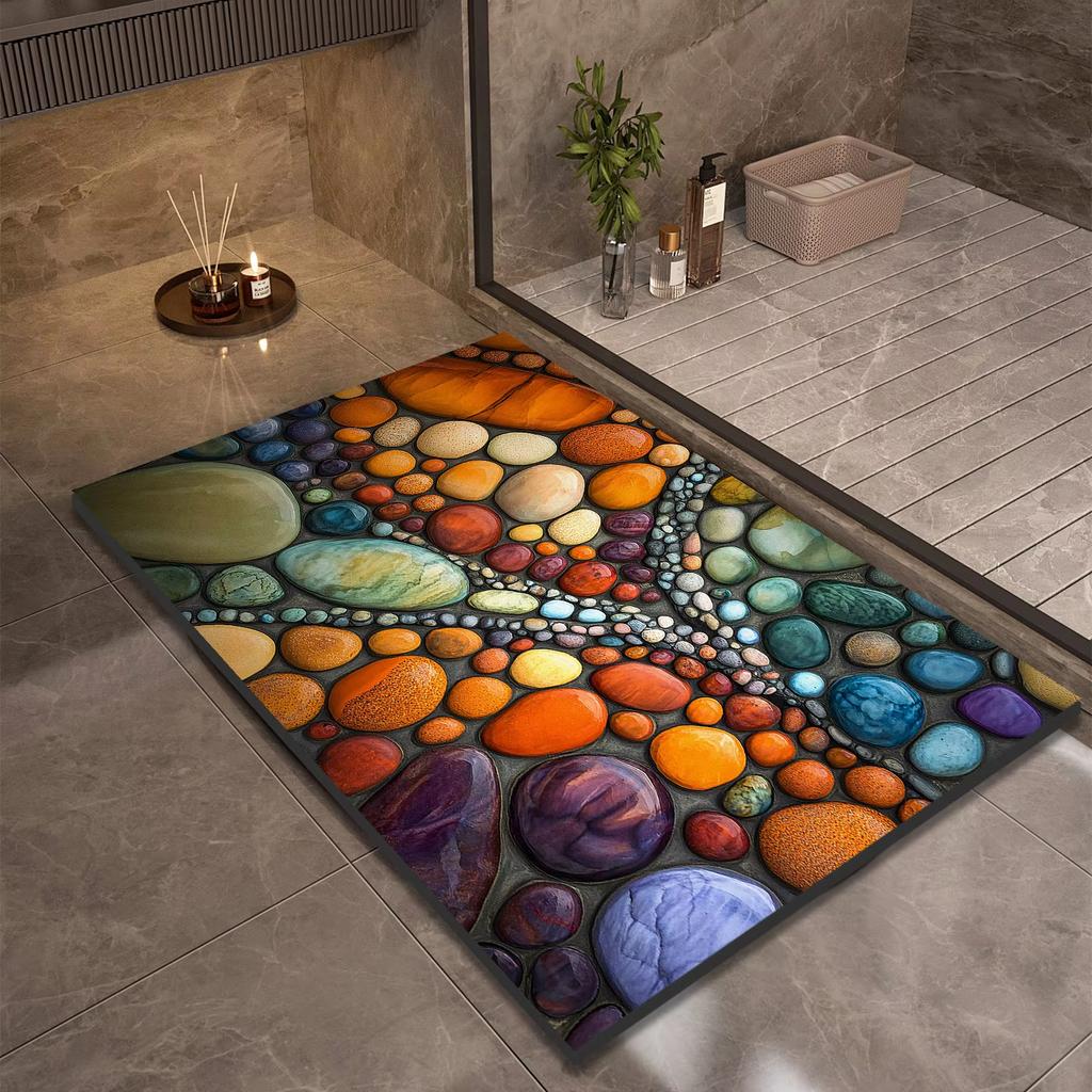 Diatomite Rug Bathroom Floor Mat Stone Design Home Dec Bathroom Non-slip Shower Foot Mats Absorbent Quick Dry Toilet Rugs