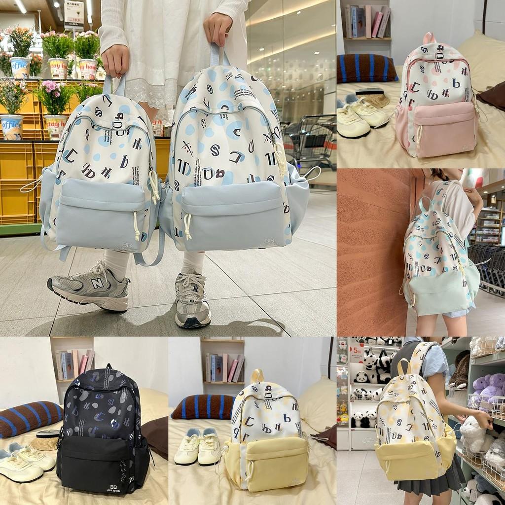 Youthful Nylon Letter Print Backpack For High School Students With Lightweight Design For Daily Use