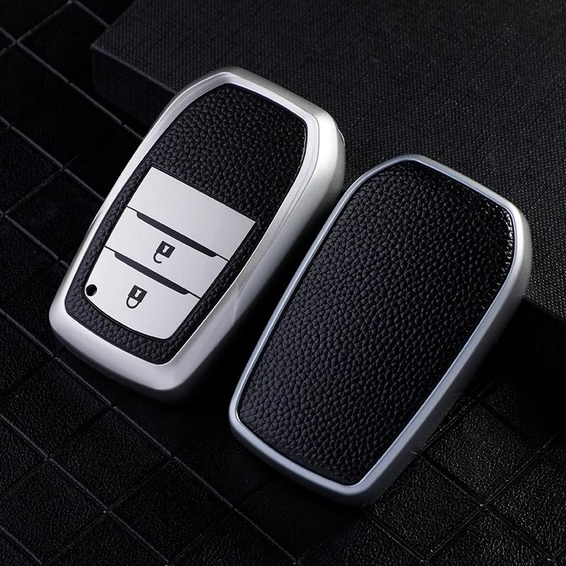 

For Toyota Corolla RAV4 Auris Crown Camry Prius CHR Prado Land Cruiser Aygo Car Remote Key Cover Case Shell TPU Leather Style срібний