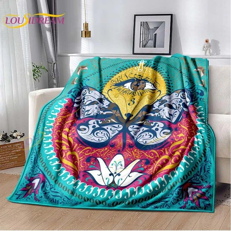 Magic Ouija Board Alphabet Blanket Witchcraft Pentagon Blanket for Bedroom Living Room Sofa Gothic Ouija Hand Flannel Blanket