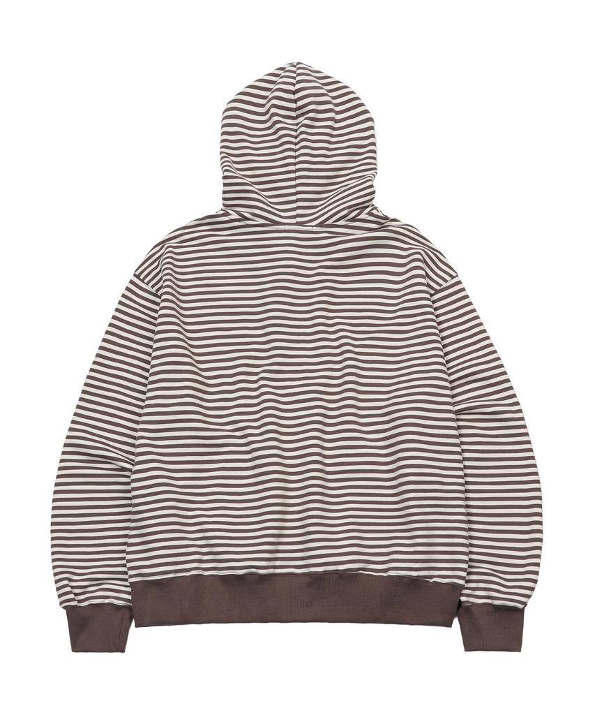 S'Est Stripe Logo Hoodie Zip Up Brown