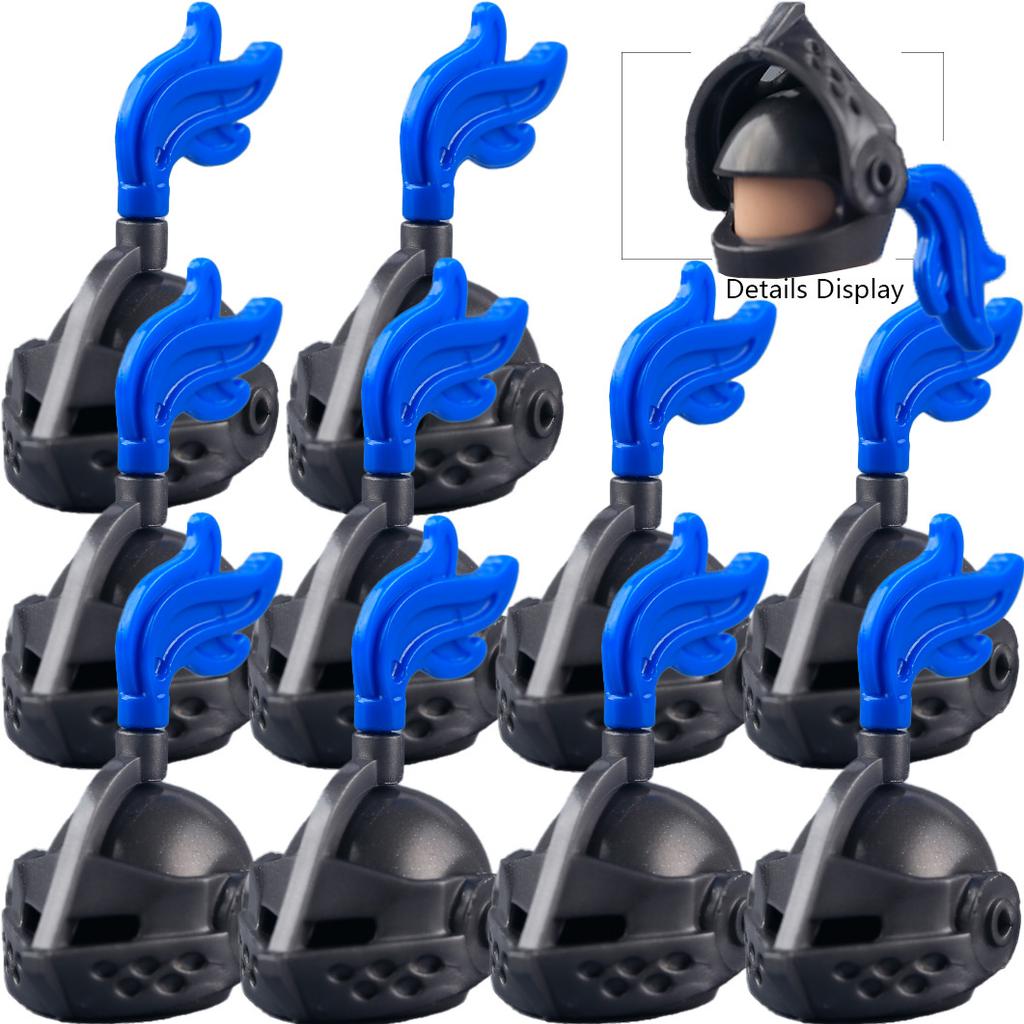 MOC Medieval Knights Helmets Building Blocks Kit Soldiers Army Accessories Bricks Toys Boys Gift