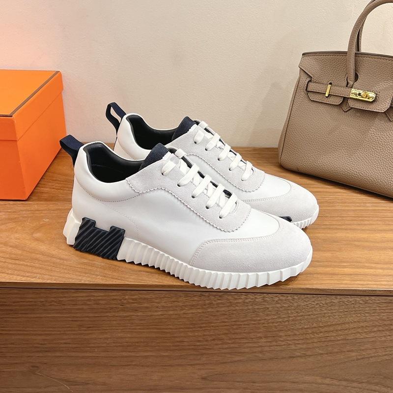 H Fashion Casual Sports Shoes Early Spring Leather Men's and Women's Flat Running Shoes