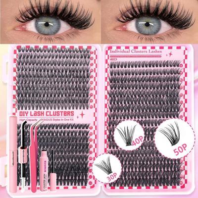 700 Clusters/Box Curvature D Dense Grafted False Eyelashes 9-16MM DIY Lashes Extension  Daily