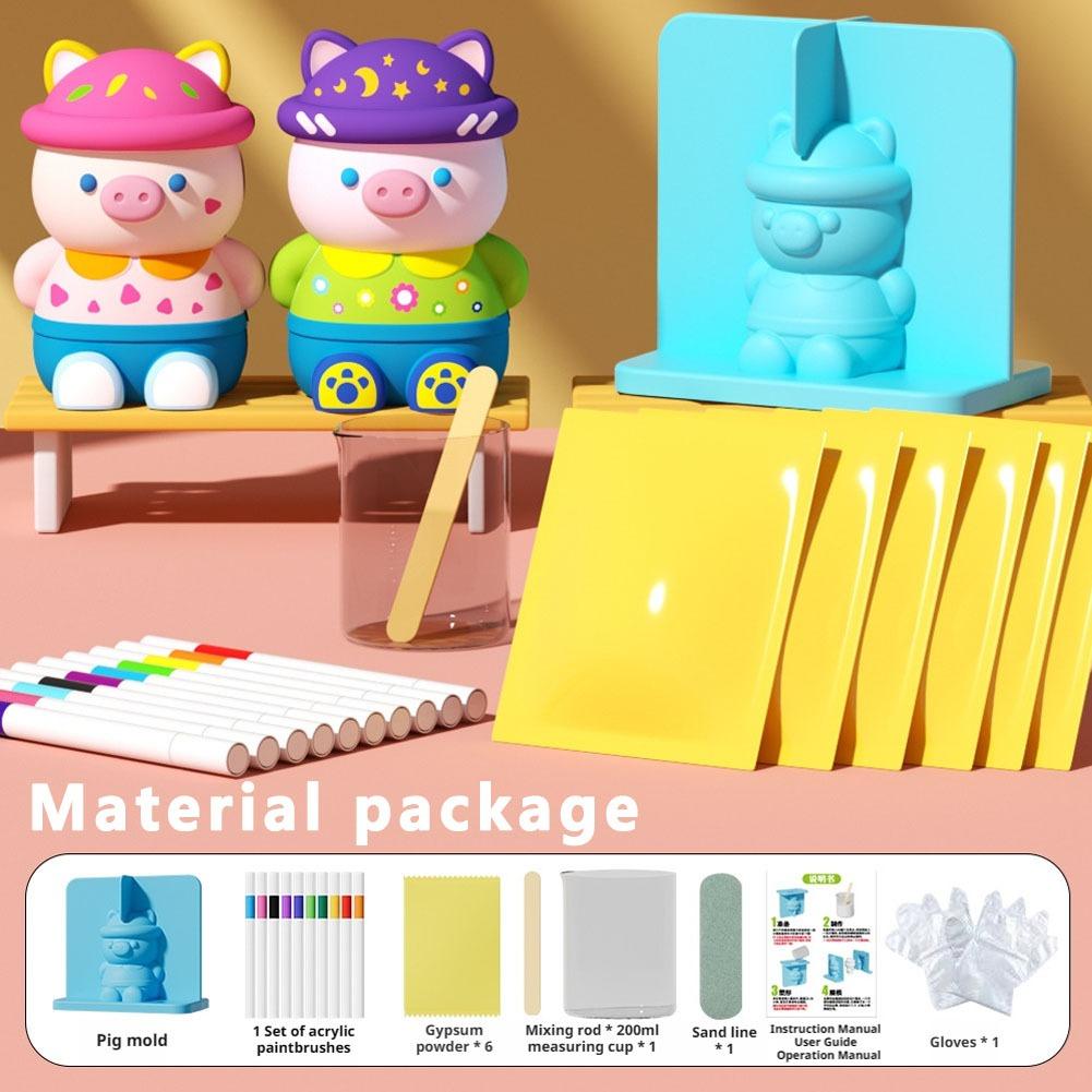 Plaster Graffiti Set DIY Creative Painting Gypsum Powder Craft Kit Children Kids Toys Molds Paints Tools Art Activity Gift