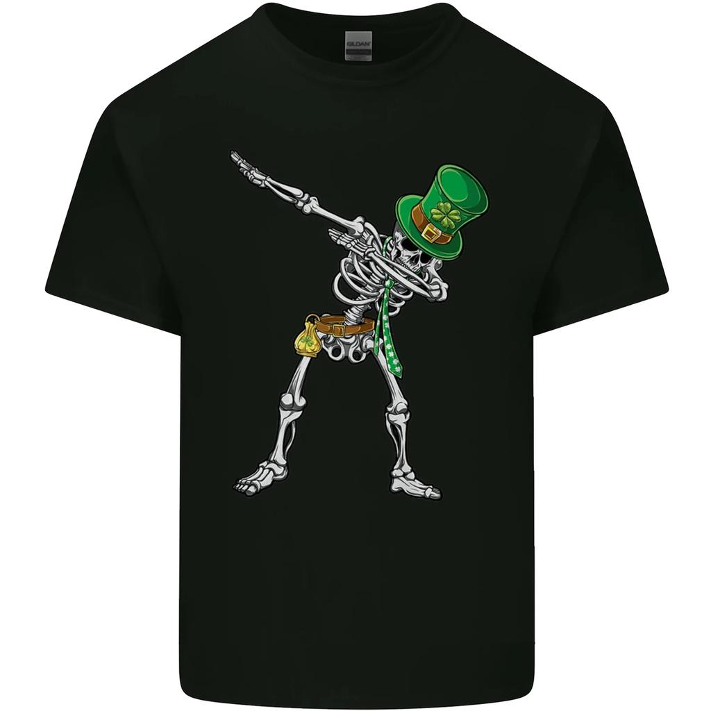 St Patricks Day Dabbing Skeleton Skull Kids T-Shirt Childrens