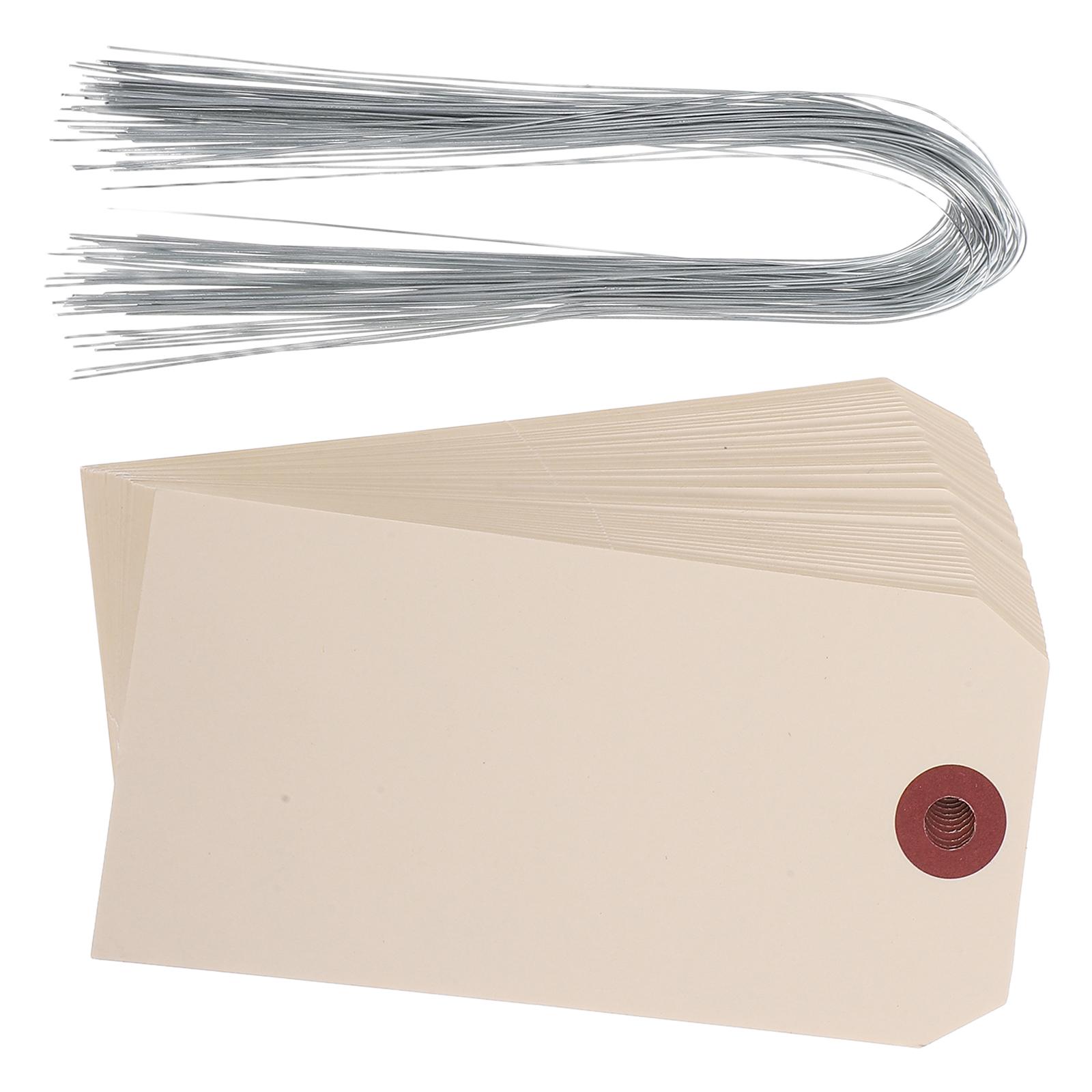 100 pcs Shipping Tags Packaging Wired Tags Manila Wire Tags Blank Tags with Iron Wires manila tags manila wired tags beige