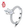 Elegant Elongated Marquise Solitaire S925 Silver VVS Moissanite Half Pave Polished for Daily&party GRA Certified Moissanite Ring