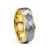 Silver-Gray Matte Hexagonal Tungsten Steel Ring with Gold-Plated Interior (8MM Wide) Men's Size
