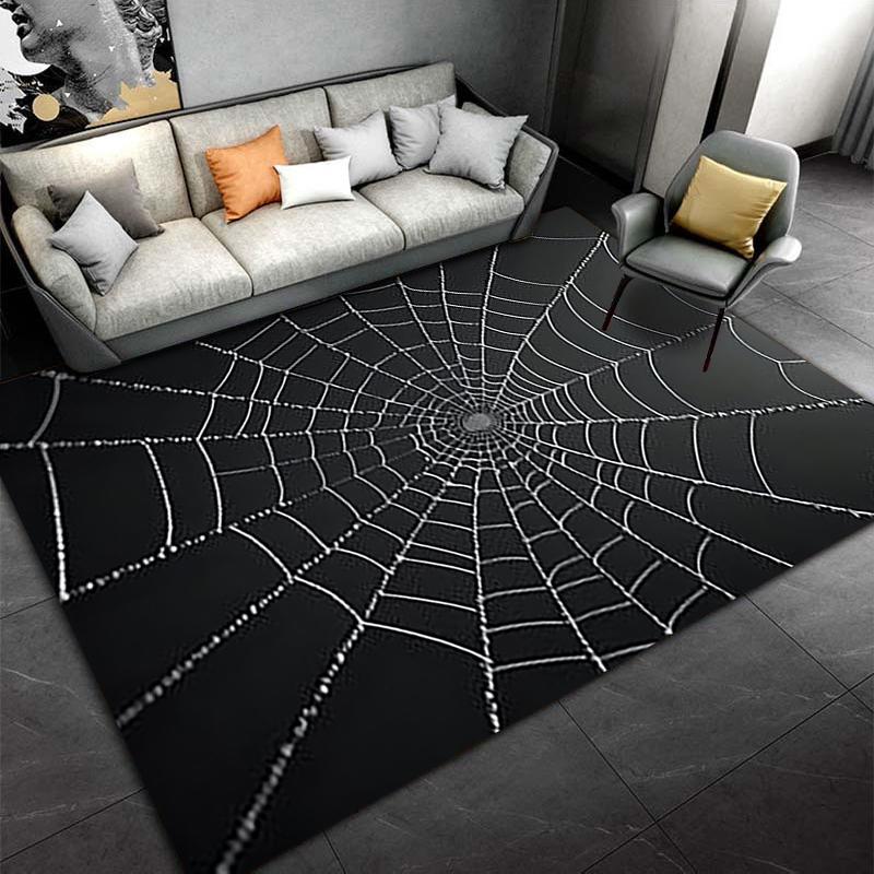 Black Spider Web Design Decorative Carpet for Living Room Floor Suitable for Use As an Anti-slip for Living Room Bedroom Sofas