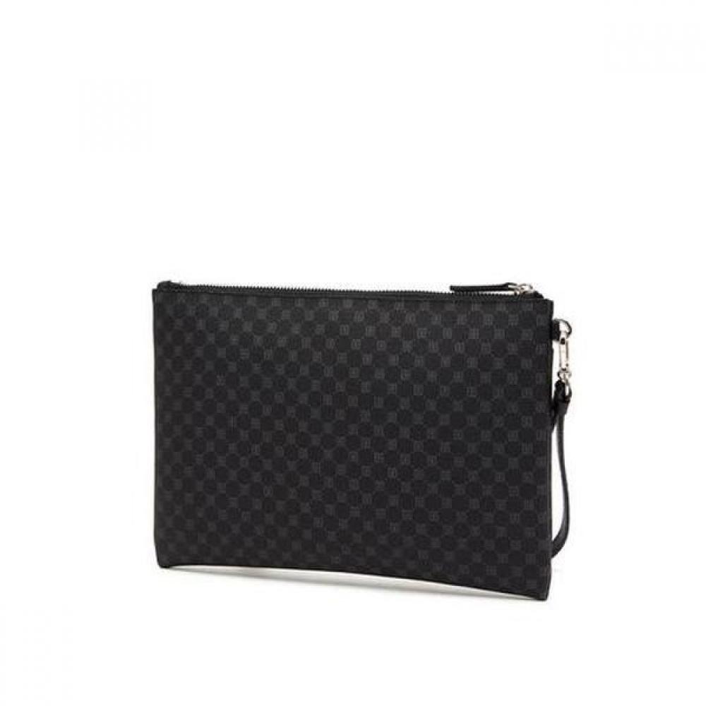 Daks Black Leather Dd Logo Pattern Medium Clutch Bag Dbba3e467