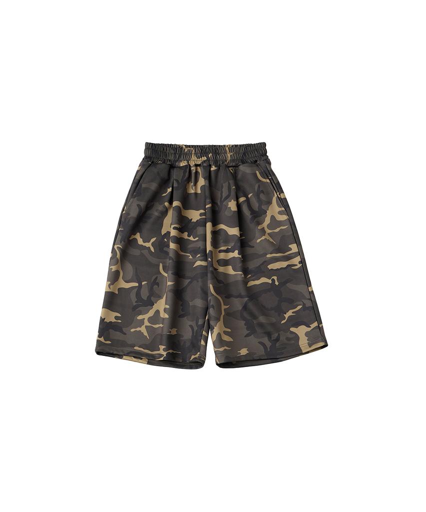 URBANAGE Bermuda Camo Wide Sweatshirt Shorts_Khaki