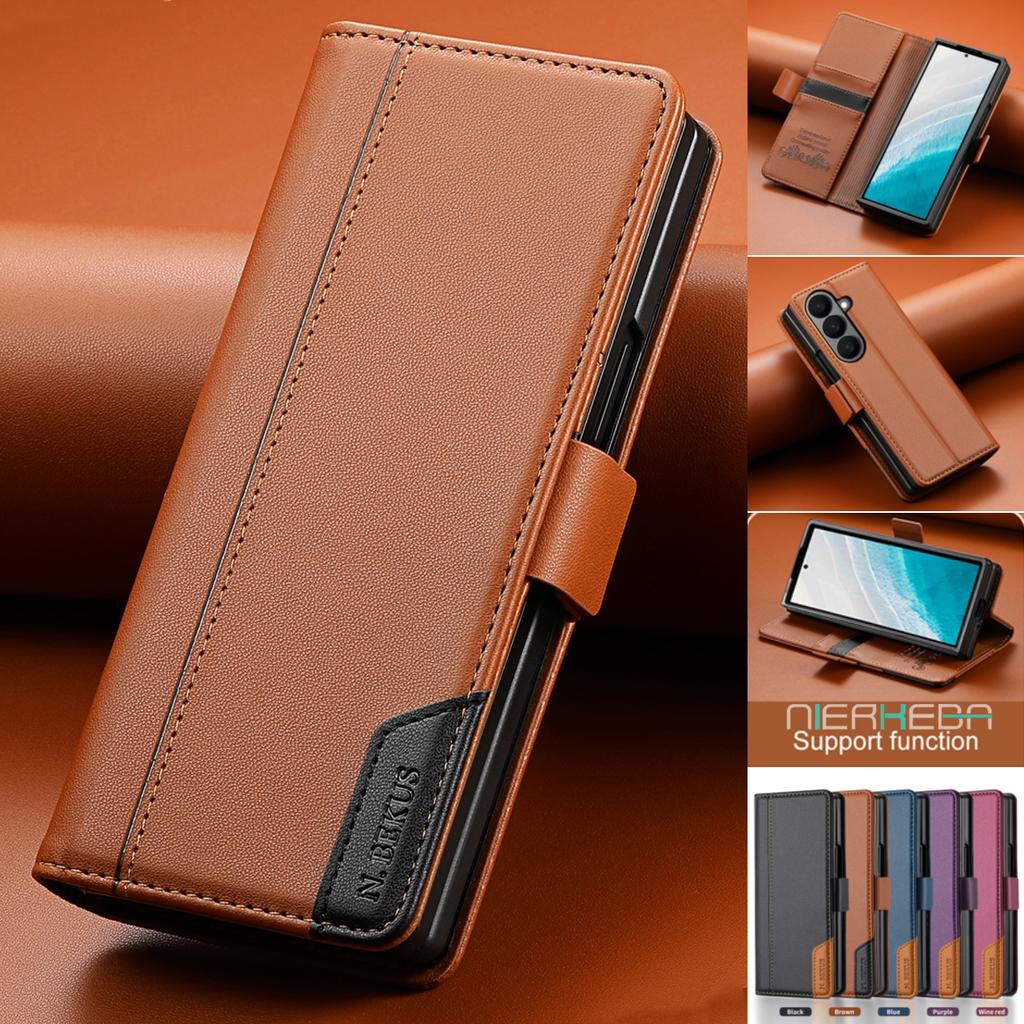 Luxury Leather Phone Case for Samsung Galaxy Z Fold 7 6 5 4 3 5G Fold7 2025 Magnetic Flip Book Business RFID Wallet Cover