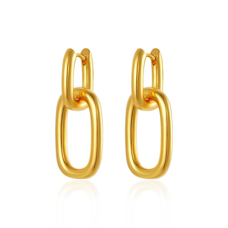 Trendy Electroplated Oval U-Shaped Copper Earrings for Women