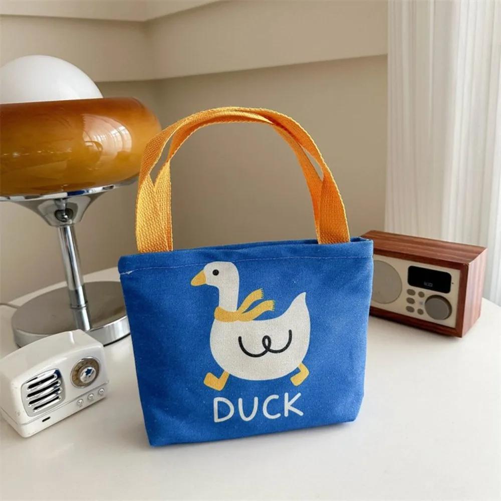Süße Mini-Canvas-Tasche Koreanischer Stil Tragbare Damen-Handtasche Lunchtasche Cartoon Geldbeutel Kopfhörer-Aufbewahrungstaschen Lunchtasche