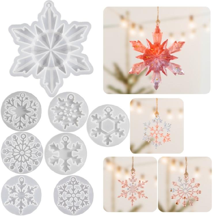 Artistic Snowflake Pendant Silicones Molds For Kids Christmas Party Activity Detailed Edges Definition