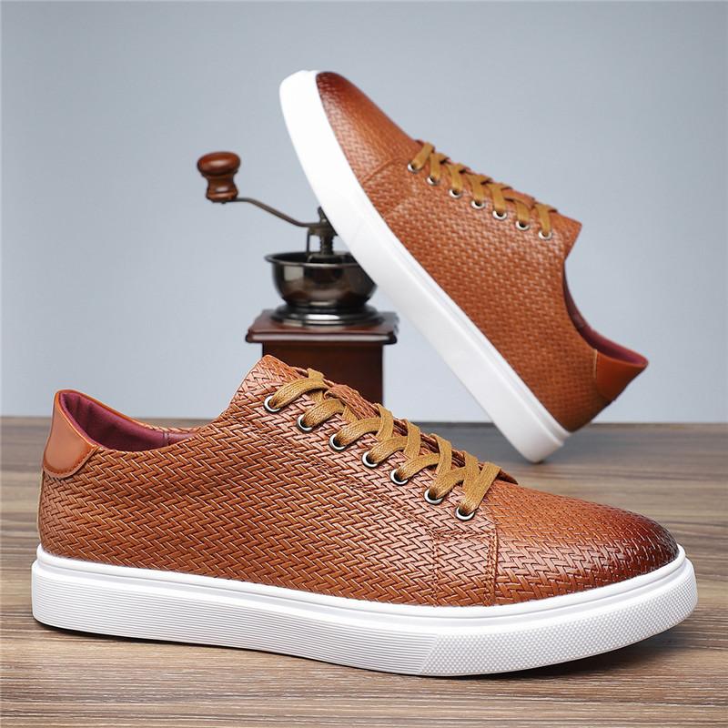 Fashion New Luxury Designer Men's Knit Pattern Lace Up Business Leisure Shoes Male Walking Dress Wedding Footwear Zapatos Hombre