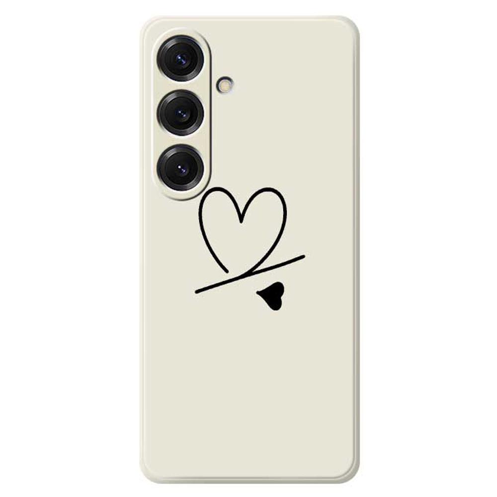 For Samsung Galaxy S25 Case Black Love Pattern Printing Straight Edge TPU Phone Back Cover