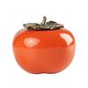 Mini Ceramic Portable Tea Caddies - Persimmon Ruyi Design, 2-Pack