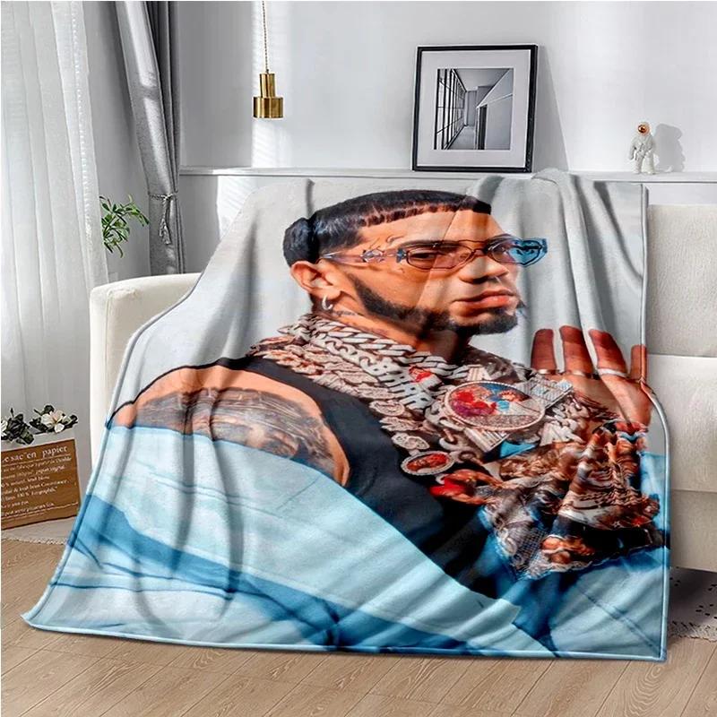 Anuel AA Rapper Hip Hop Singer Blanket Sofa Office Hiking Picnic Super Soft Quilt Fashion Flannel Throws Blanket birthday Gift