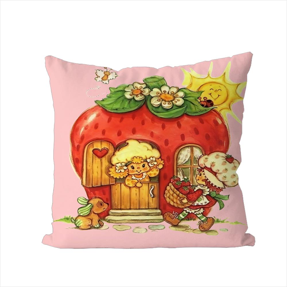 Strawberrys Shortcakes Pillow Case For Car Sofa Decorative Home Doublesided Print Plush Square Throw Pillow Cushion Cover