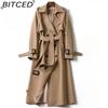 Women's Mid-Length Trench Coat Spring/Autumn Plus Size Trendy British Style Overcoat Knee-Length Outerwear