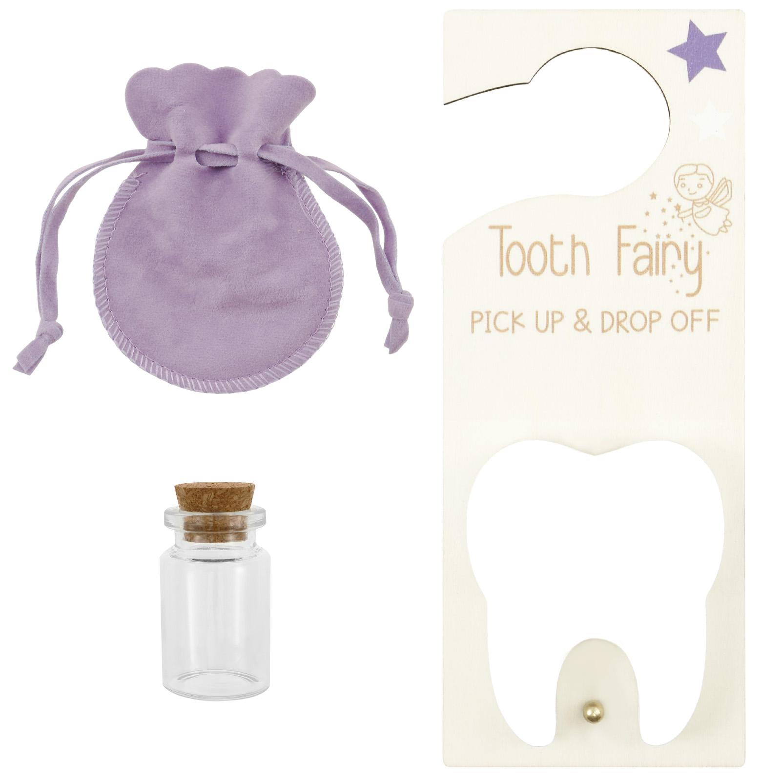 

Wooden Tooth Fairy Door Hanger Cute Hang Teeth Keepsake Container Meaningful Tooth Fairy Holder Bag Lost Tooth Children Gifts фиолетовый