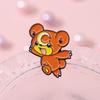 Cartoon Whimsical Character Brooch Colorful Moon Brown Bear Design Stylish Enamel Pin For Lovers Fashion
