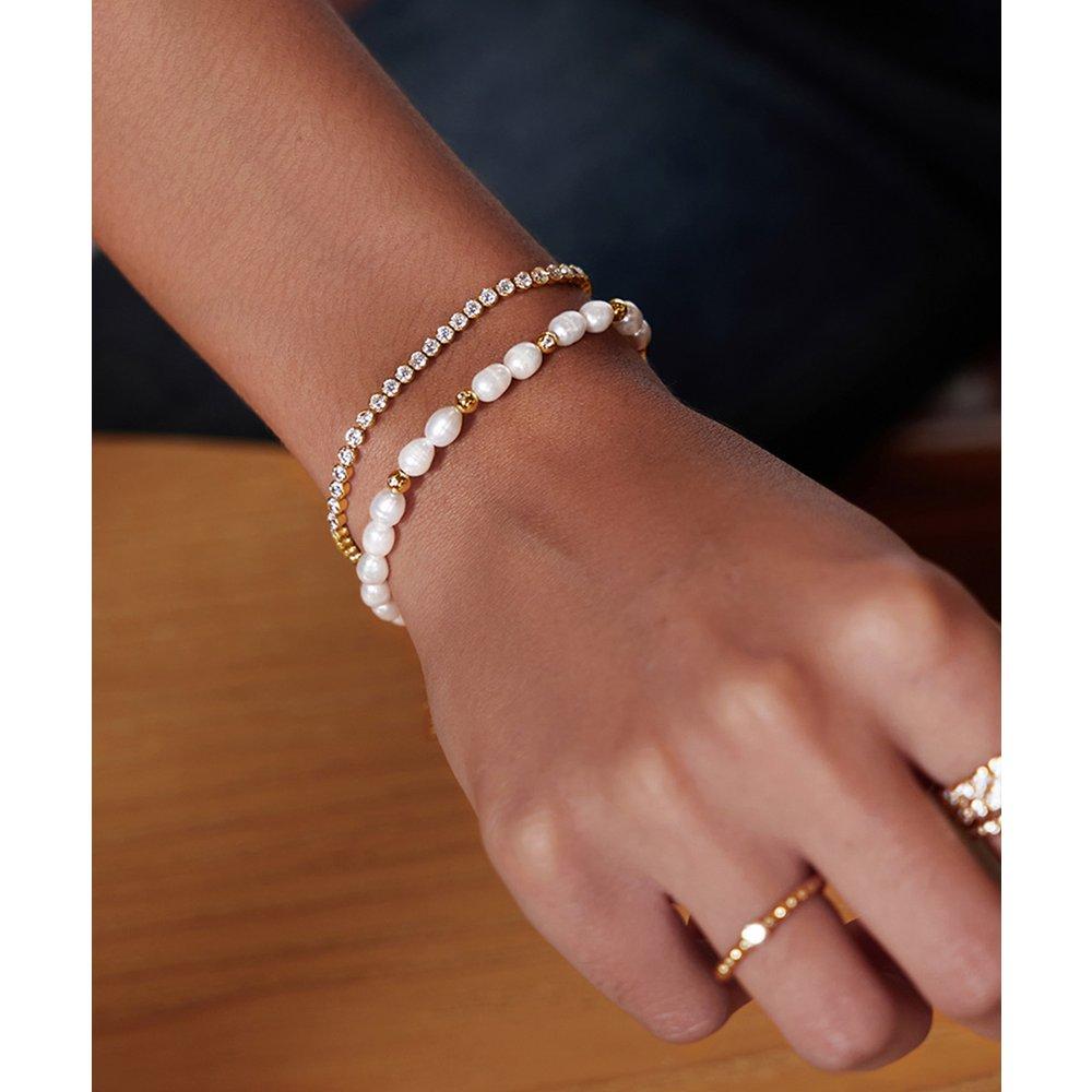 [Infinite El worn] Low Bezel Set 925 Silver Bracelet B058-06G