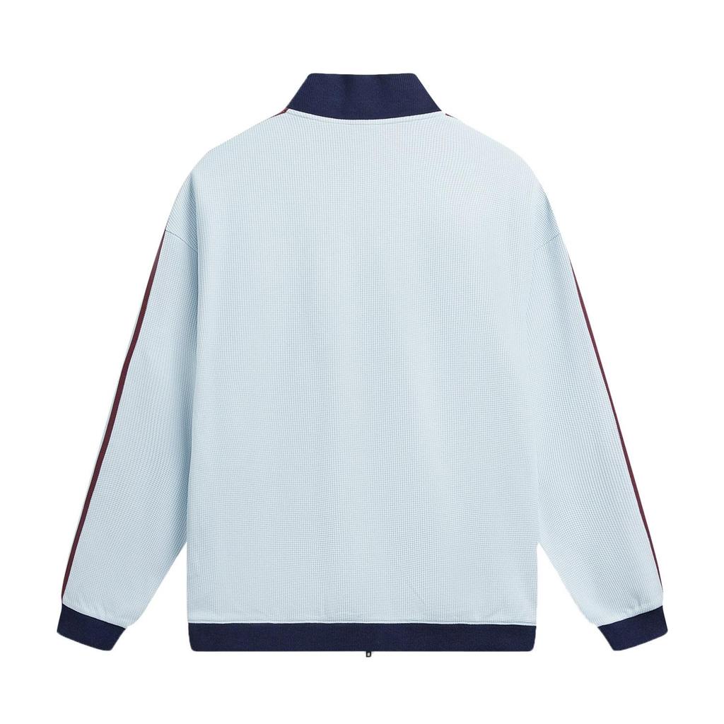 LI-NING Unisex Waffle Knit Stand Collar Zip-Up Jacket Light Milk Grey AWDW511-4
